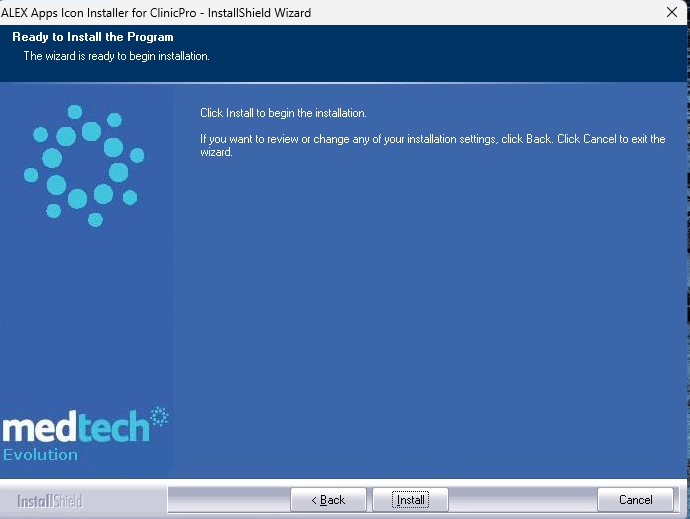 Ready to install screen with an Install button